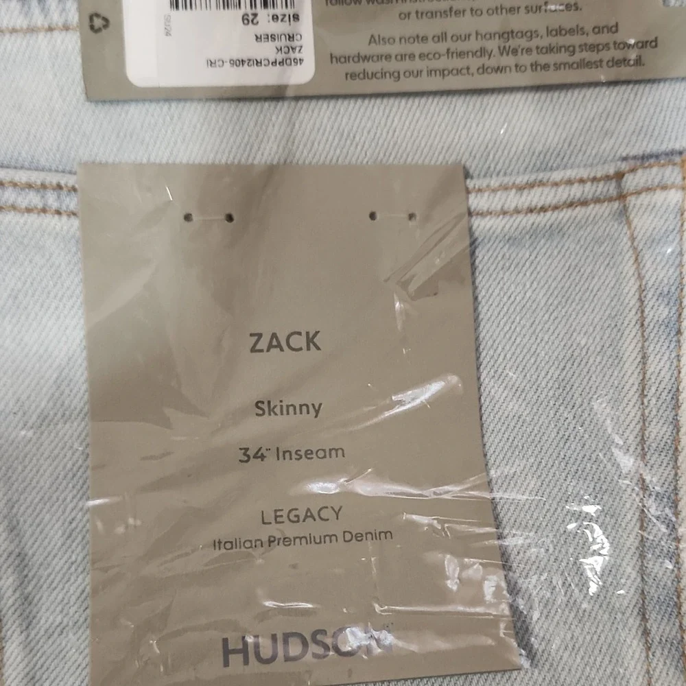 HUDSON Skinny Jeans Light Blue Distressed Italian Premium Denim‎ Stretch Men